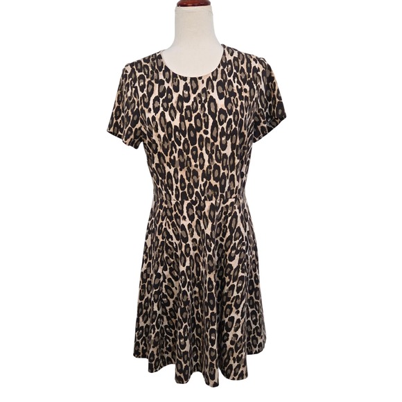kate spade Dresses & Skirts - Kate Spade New York Womens Leopard Fit & Flare Dress 12 Short Sleeve Zip Back